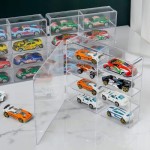 1:64 Display Case with 8 Clear Compartments, Mini Car Organizer for Matchbox and Hot Wheels, 4 Pack Showcase Cabinet